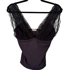 NWT Free People Intimately Power Play Cami – Black Lace V-Neck Tank Top Size Med